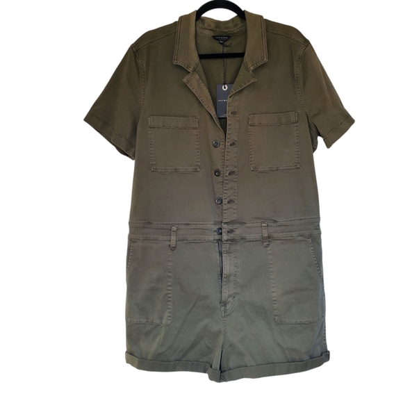 Lucky Brand Shortalls XL Olive Green NWT Workwear Inspired Onesie Military Scout - Picture 1 of 8